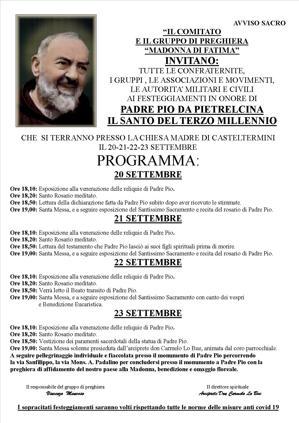 Manifesto 2020 Padre Pio